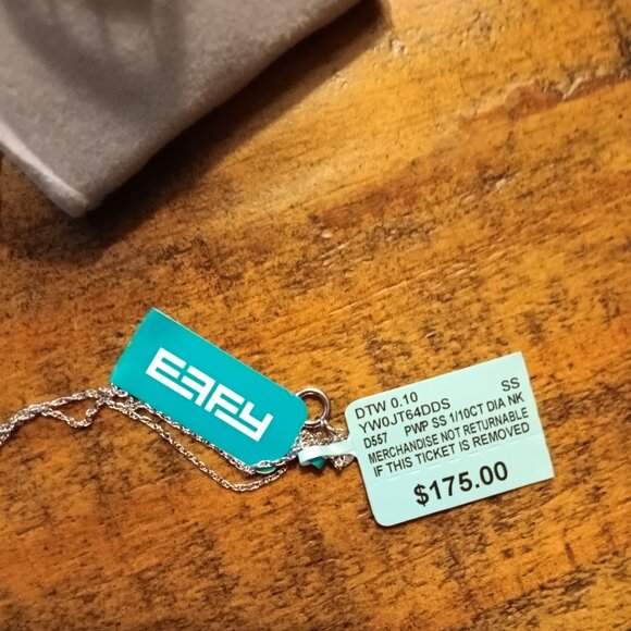 PD! New Effy® 1/10 ct. t.w. Diamond Heart Pendant Necklace in Sterling Silver - Picture 6 of 6